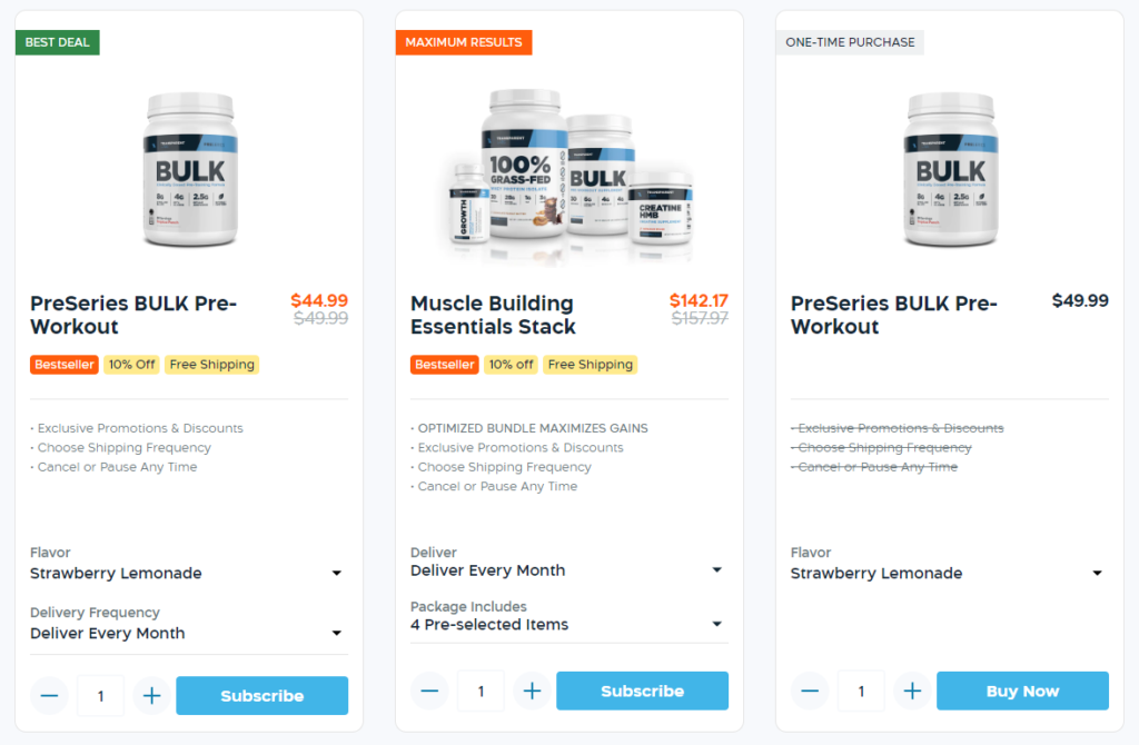 Transparent Labs Bulk Pre-workout: Pricing